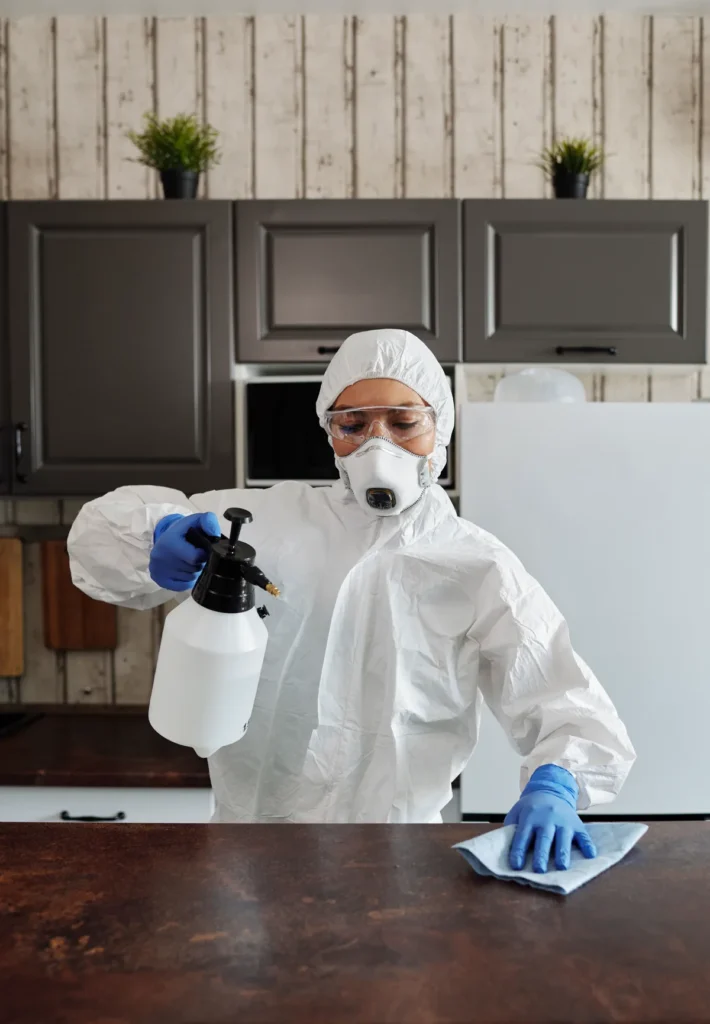 Pest control technician spraying in Multan